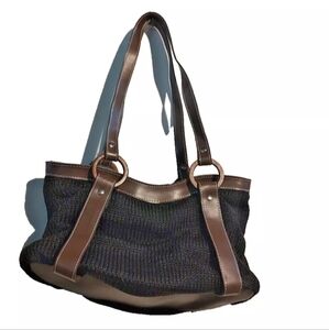 Villager A Liz Claiborne company Black woven with brown straps